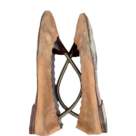 Chloe Scallop Flats Tan Soft Suede Flats Womens Size 36 EU 6 US Used - Picture 9 of 13